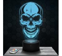 Lampe 3d _ Crâne Tête de Mort - Accessoire, Objet, Cadeau Crâne Tête de Mort - Veilleuse Led Tactile avec socle au choix TOP