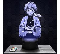 Lampe 3D - Demon Slayer Zenitsu - Jouet, Figurine, Cadeau Demon Slayer - Veilleuse Led Tactile avec socle au choix et télécommande