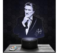 Lampe 3D - Eddy Mitchell - Accessoire, Objet, Cadeau Eddy Mitchell - Veilleuse Led Tactile avec socle au choix et télécommande