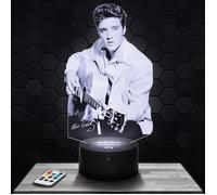 Lampe 3D - Elvis Presley - Accessoire, Merch, Cadeau Elvis Presley - Veilleuse Led Tactile avec socle au choix et télécommande