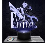 Lampe 3d _ Final Fantasy Cloud Strife - Jouet, Figurine, Cadeau Final Fantasy - Veilleuse Led Tactile avec socle au choix TOP