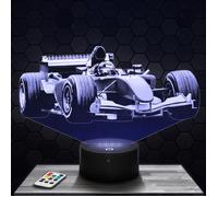 Lampe 3D - Formule 1 - Accessoire, Objet, Cadeau Formule 1 - Veilleuse Led Tactile avec socle au choix et télécommande