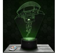 Lampe 3D - Fortnite Parachute - Jouet, Figurine, Cadeau Fortnite - Veilleuse Led Tactile avec socle au choix et télécommande