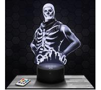Lampe 3D - Fortnite Skull Trooper - Jouet, Figurine, Cadeau Fortnite - Veilleuse Led Tactile avec socle au choix et télécommande