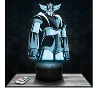Lampe 3D - Goldorak - Jouet, Figurine, Cadeau Goldorak - Veilleuse Led Tactile avec socle au choix et télécommande