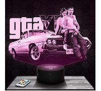Lampe 3D - Grand Theft Auto 6 - Jouet, Figurine, Cadeau GTA - Veilleuse Led Tactile avec socle au choix et télécommande TOP