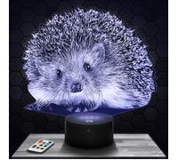 Lampe 3D - Hérisson - Jouet, Figurine, Cadeau Hérisson - Veilleuse Led Tactile avec socle au choix et télécommande