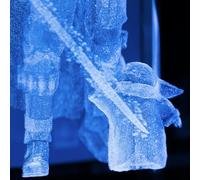 Lampe 3D Holographique Cristal Mandalorian & Grogu - Officiellement Licenciée, Lampe LED Collectible Star Wars, Cadeau & Accessoires de Bureau The Child Disney