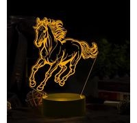 Lampe 3D Illusion Cheval, Veilleuse LED tactile 7 couleurs, Cadeau fille