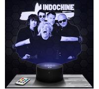 Lampe 3d _ Indochine - Accessoire, Merch, Cadeau Indochine - Veilleuse Led Tactile avec socle au choix et télécommande TOP