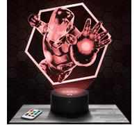 Lampe 3d _ Iron Man - Accessoire, Figurine, Cadeau Iron Man - Veilleuse Led Tactile avec socle au choix et télécommande TOP