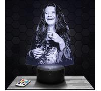 Lampe 3D - Janis Joplin - Accessoire, Merch, Cadeau Janis Joplin - Veilleuse Led Tactile avec socle au choix et télécommande