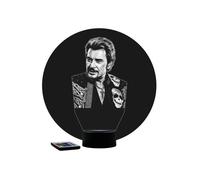 Lampe 3D Johnny Hallyday 2 - Veilleuse LED 16 Couleurs + Télécommande - Idée Cadeau Collector Fan Rock - Fabriqué en France