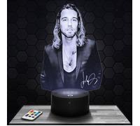 Lampe 3D - Julien Doré - Accessoire, Objet, Cadeau Julien Doré - Veilleuse Led Tactile avec socle au choix et télécommande