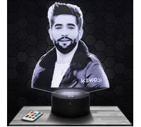 Lampe 3D - Kendji Girac - Accessoire, Objet, Cadeau Kendji Girac - Veilleuse Led Tactile avec socle au choix et télécommande TOP