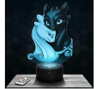 Lampe 3D - Krokmou Furie Éclair - Jouet, Figurine, Cadeau Dragons - Veilleuse Led Tactile avec socle au choix