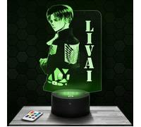 Lampe 3d _ L'Attaque des Titans Livai - Jouet, Figurine, Cadeau L'Attaque des Titans SNK - Veilleuse Led Tactile TOP