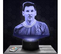 Lampe 3D - Lionel Messi Paris - Accessoire, Figurine, Cadeau Lionel Messi Paris - Veilleuse Led Tactile avec socle au choix