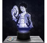 Lampe 3D - Luffy Monkey D - Jouet, Figurine, Cadeau One Piece - Veilleuse Led Tactile avec socle au choix