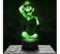 Lampe 3d _ Luigi - Jouet, Figurine, Cadeau Super Mario - Veilleuse Led Tactile avec socle au choix et télécommande TOP