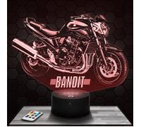 Lampe 3D - Moto Suzuki Bandit - Jouet, Miniature, Cadeau Moto Suzuki Bandit - Veilleuse Led Tactile avec socle au choix