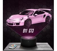 Lampe 3d _ Porsche 911 GT3 - Jouet, Miniature, Cadeau Porsche 911 GT3 - Veilleuse Led Tactile avec socle au choix TOP