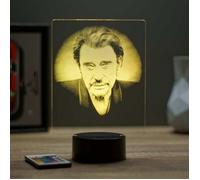 Lampe 3D - portrait Johnny Hallyday - Avec Télécommande 16 Couleurs + 4 Modes auto - Fabriqué en France - Lampe à poser - Veilleuse