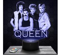 Lampe 3D - Queen - Accessoire Merch Cadeau Queen - Veilleuse Led Tactile avec socle au choix et télécommande