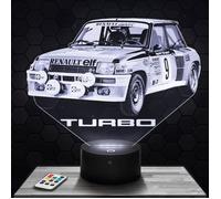 Lampe 3D - Renault R5 GT Turbo - Jouet, Miniature, Cadeau Renault R5 GT Turbo - Veilleuse Led Tactile avec socle au choix