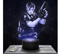 Lampe 3d _ Resident Evil Leon Kennedy - Jouet, Figurine, Cadeau Resident Evil - Veilleuse Led Tactile avec socle au choix TOP