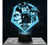 Lampe 3D - Ruben, Chase, Marcus - Jouet, Figurine, Cadeau Pat Patrouille - Veilleuse Led Tactile avec socle au choix