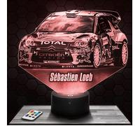Lampe 3d _ Sébastien Loeb - Accessoire, Figurine, Cadeau Sébastien Loeb - Veilleuse Led Tactile avec socle au choix TOP