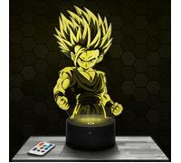 Lampe 3D - Son Gohan DBZ - Jouet, Figurine, Cadeau Dragon Ball Z - Veilleuse Led Tactile avec socle au choix