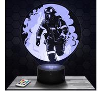 Lampe 3d _ Symbole Pompier - Accessoire, Objet, Cadeau Symbole Pompier - Veilleuse Led Tactile avec socle au choix TOP