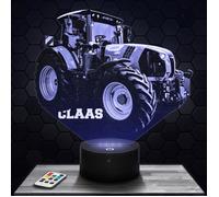 Lampe 3d _ Tracteur Claas - Jouet, Miniature, Cadeau Tracteur Claas - Veilleuse Led Tactile avec socle au choix et télécommande TOP
