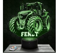 Lampe 3d _ Tracteur Fendt - Jouet, Miniature, Cadeau Tracteur Fendt - Veilleuse Led Tactile avec socle au choix et télécommande TOP