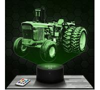 Lampe 3D - Tracteur John Deere 5020 - Jouet, Miniature, Cadeau Tracteur John Deere 5020 - Veilleuse Led Tactile avec socle au choix