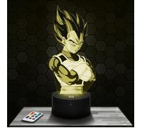 Lampe 3D - Vegeta DBZ - Jouet, Figurine, Cadeau Dragon Ball Z - Veilleuse Led Tactile avec socle au choix
