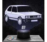 Lampe 3D - Volkswagen Golf 1 GTI - Jouet, Miniature, Cadeau Volkswagen Golf 1 GTI - Veilleuse Led Tactile avec socle au choix