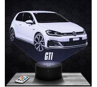 Lampe 3D - Volkswagen Golf 7 GTI - Jouet, Miniature, Cadeau Volkswagen Golf 7 GTI - Veilleuse Led Tactile avec socle au choix