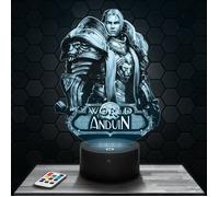 Lampe 3d _ World of Warcraft Anduin - Jouet Figurine Cadeau WOW - Veilleuse Led Tactile avec socle au choix et télécommande TOP