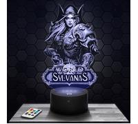 Lampe 3d _ World of Warcraft Sylvanas - Jouet, Figurine, Cadeau WOW - Veilleuse Led Tactile avec socle au choix et télécommande TOP