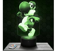 Lampe 3D - Yoshi - Jouet, Figurine, Cadeau Super Mario - Veilleuse Led Tactile avec socle au choix et télécommande