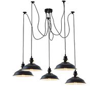 Lampe à 5 têtes en forme d'araignée - Réglable en hauteur - Métal noir - Lustre industriel rétro avec support E27