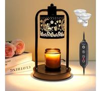 Lampe à bougie chauffante avec minuterie : chauffe-bougie électrique en métal, 4 niveaux à intensité variable, lampes vintage pour femme, maman, amie, anniversaire, Noël, pendaison de crémaillère