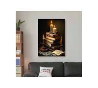 lampe à bougie rétro, peinture murale, livre magique, art gothique rétro, affiche imprimée, décoration de salon, maison, bureau (30 x 40 cm, sans cadre)