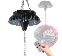 Lampe à boule disco rechargeable : boule disco rotative avec vitesse réglable à distance - 18 LED RVB pour suspendre une boule à miroir, une décoration de fête de mariage