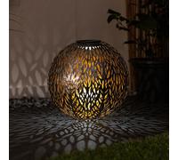 Boule solaire éclairage extérieur boule solaire lumière jardin, poinçons décor, or argent antique, batterie LED, DxH 27 x 38 cm