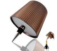 Lampe à Bouteille Sans Fil, Lampe à Vin pour Bouteilles de Liqueur, Lampe de Table Tactile Rechargeable avec 3 Couleurs Dimmable pour Restaurant, Maison, Bar, Maison, Bureau (Marron, 1 pièce)