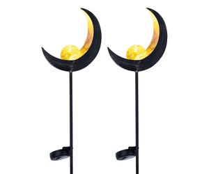 Lampe à brancher, piquet de sol, lampe à brancher dans le jardin, verre couleur bronze, métal, LED, résistant aux intempéries, LxlxH 18x6x90 cm, lot de 2